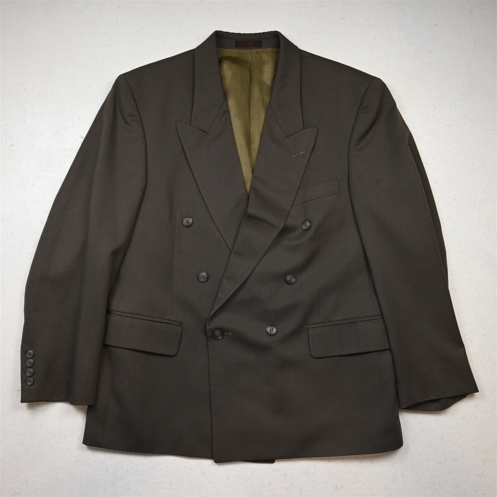 Vtg Mens Double Breasted 41S Brown 100% Wool Mens Blazer Suit Jacket Sport Coat